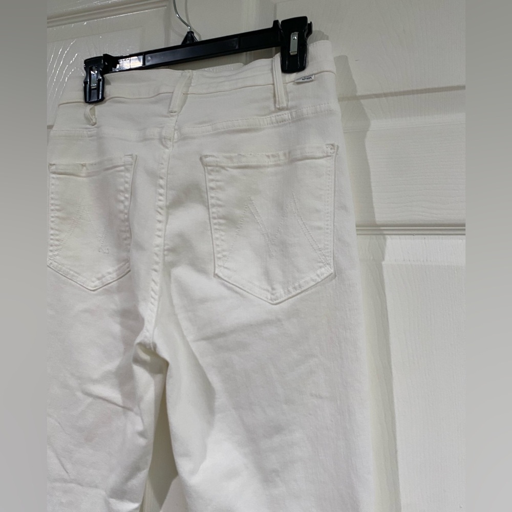 MOTHER The Hustler Ankle Fray In Fairest Of Them All White High Rise Jeans 30 - Picture 10 of 15